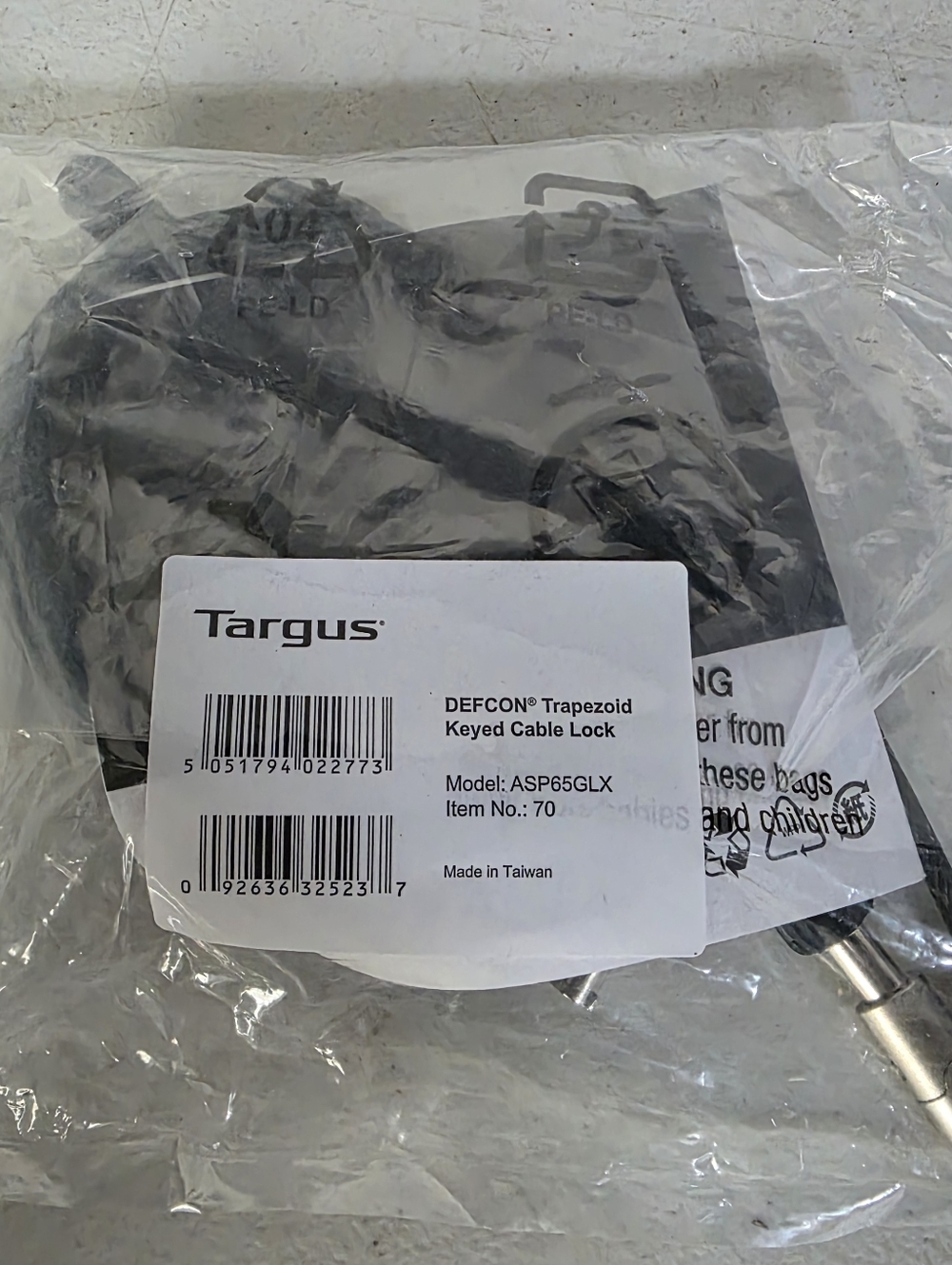 ​Targus DEFCON Trapezoid Keyed Cable Lock for Laptops - Model ASP65GLX - New